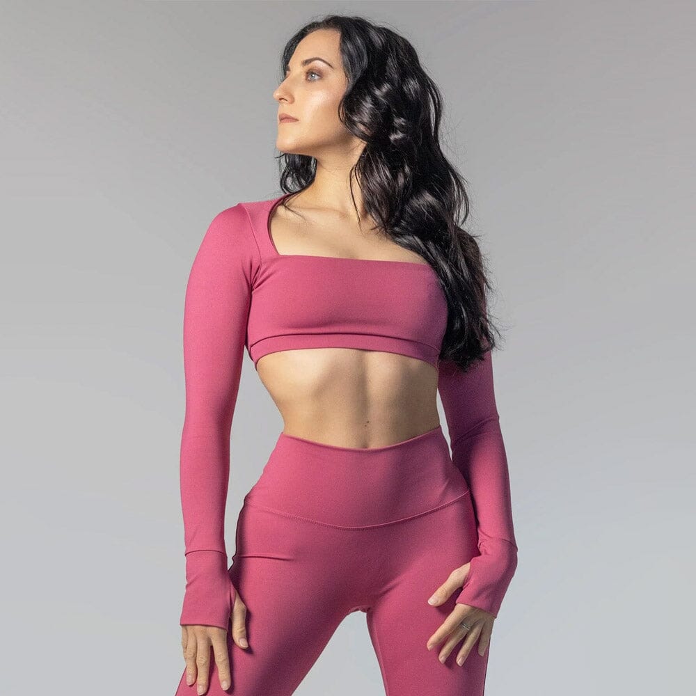 Sale Tops - model facing the back in a yoga top