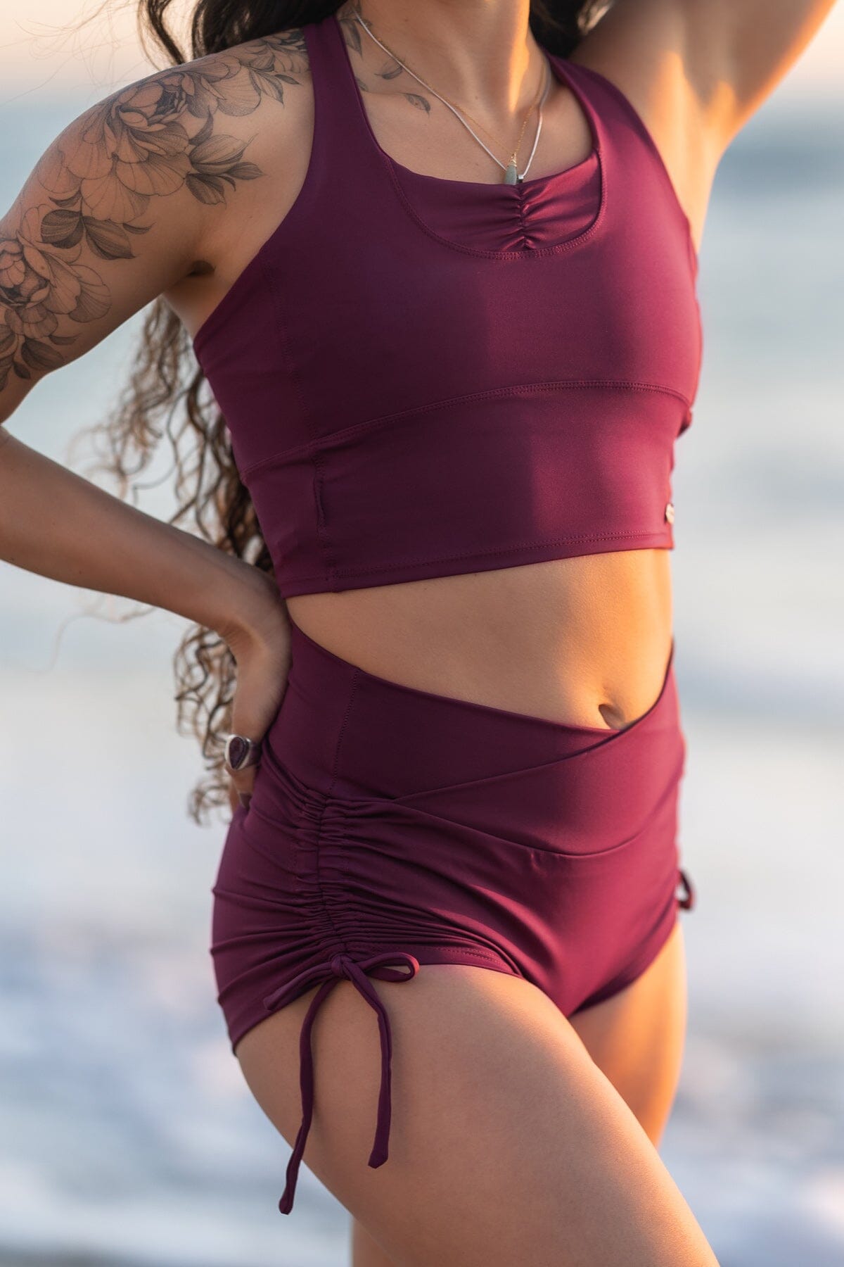 Mika Body Wear- Lynn Top - Yoga Crops #color_plum