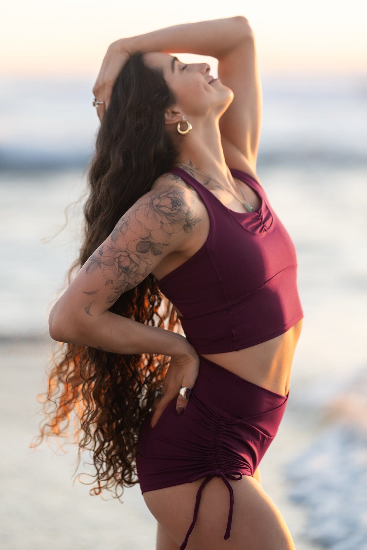 Mika Body Wear- Lynn Top - Yoga Crops #color_plum